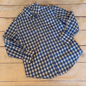 Crewcuts Gingham Blue Plaid Button Down Size 5/7